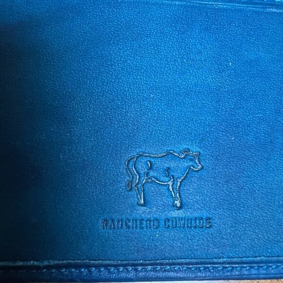 VTG Soft Blue Leather Bifold Wallet Frame Coin Pouch Ranchero Cowhide Women NWOT - Picture 4 of 10